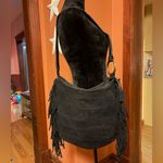Black leather Fringe Shoulder Bag Photo 1