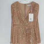 Mac Duggal 5715 Sequin Wrap-Over Long-Sleeve Embellished Gown, Rose, Size 10 Photo 3