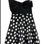 Anthropologie NWT  Hutch Dress Bow-Tie Strapless Midi Polka Dot Black White SZ 00 Photo 3