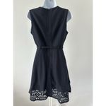 Susana Monaco Navy Wool Blend A Line Lattice Hem Dress by , Sz 4 (b48) Photo 2