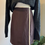 Oscar de la Renta Brown Silk White Wrap Skirt Linen Lined USA Skirt Size 4 Photo 0