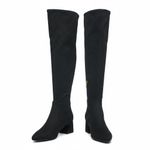 Dream Paris womens 7.5 black suede over the knee high heeled boots chunky heel Photo 2