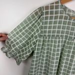JODIFL  Green Windowpane‎ Midi Dress Medium Tiered Plaid Casual Flowy Cottagecore Photo 3
