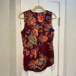 Maurice's NWT Maurice’s Burgundy Floral V Neck Sleeveless Blouse Shell Bold Print Size S Photo 8
