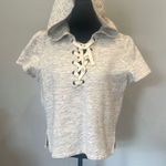 Madewell Gray Lace-Up Hoodie Top short sleeve  brand Photo 0