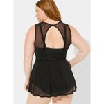 Torrid Plus Size 2 2X D/DD Black Underwire Long Mesh Overlay Swim Dress Swimsuit Photo 1