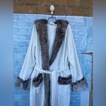 Pottery Barn  White Faux Fur Trim robe size medium Photo 2