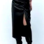 ZARA  RUCHED FAUX LEATHER skirt with slit Small Photo 1