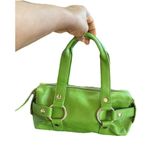 Vintage Y2k Leather Bag Green Chunky Buckle Tassels Photo 3