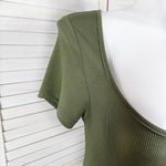 Cider  Jumpsuit Square Scoop Neck Wide Leg Short Sleeve Olive Green‎ 0XL 12 14 Photo 6