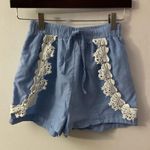 ASOS  Swim Chambray Lace Scalloped Shorts 4 Casual Boho Coquette Girl Tomato Girl Photo 0