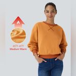 Halara  Round Neck Long Sleeve Orange Fleece Casual crewneck Sweatshirt Photo 0