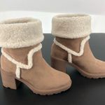 JustFab Taupe Ellie Faux Sherpa Trim Lug Sole Bootie Photo 2