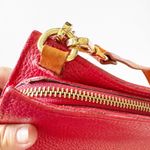 Valentina Zip Around Crossbody Handbag Red Pebbled Leather 2 Straps Italy Nice! Photo 12