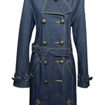 Tracy Porter Vintage Embroidered Denim Jacket Trench Coat Blue Size M Photo 0