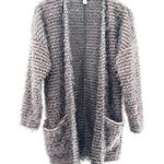 ASTARS Cupcakes Cardigan Blush Pink Gray Stripe Eyelash Pockets Long Size Small Photo 4