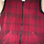 Woolrich  Plaid Vest Women Size Large Red Black Winter Coat Jacket Zipper Photo 2