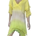 Pink Memories Women’s Size 42 L Yellow Green Tan Tie Dye Lace Trimmed Dress Size L Photo 2