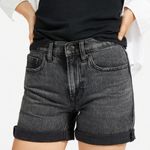 Everlane  Denim Shorts in Washed Black High Rise Long Inseam Raw Hem- Size 28 Photo 1