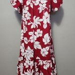 Hawaii Creations Crimson Aloha Tropical Floral Smock Dress Size Small Photo 0