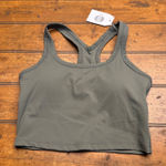 Women's Olive Green Racerback Crop Sports Bra Yoga Tank Top Size 4 Photo 0