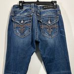 Rock Revival WOMEN'S NOELLE BOOT CUT JEANS SIZE 30 FRAYED HEAVY STITCHING Photo 4