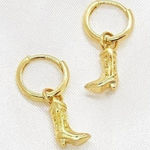 Small Gold Cowboy Boot Earrings Photo 0