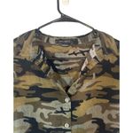Sanctuary Green Camo Short Sleeve Front Tie Knot Button Down Shirt Women Sz S Photo 2