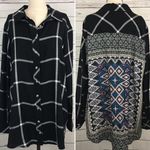Tolani NEW  Collection Plaid Flannel Shirt Printed Back Black Size L Photo 1