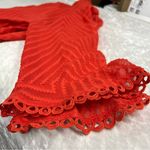 NWT Orange 2xl Lace Swiss dot Open Front Cardigan crochet sleeves missing belt Size XXL Photo 8