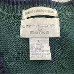 Christopher & Banks Vintage  Hand Embroidered Forest Green Knit Vest Photo 4