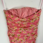 Moschino Floral Daisy Print Strapless Dress Sz 8 Pink Ruched Bodycon Photo 9