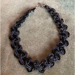 #405 Sapphire and Black Braided Bead Choker Photo 0