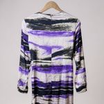Silk Maison Maxi Dress Medium‎ Purple Black Abstract Print Long Sleeve Cutout Photo 10