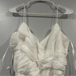 Mac Duggal  70100 Flowy Faux Wrap Jumpsuit White Chiffon Pleated V-Neck Photo 3