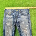 True Religion  Jeans Womens 27 Blue Cameron Skull Patch Roses Made USA Denim Photo 2