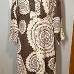 Boden‎ Brown linen Floral Print 3/4 Sleeve Tunic Dress boho US 6 Photo 0