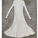 Dissh Sylvia Stone Ribbed Knit Midi Dress Cream Beige Long Sleeve Button Down XL Tan Photo 7