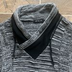 Leif Nelson Faux Leather Trim Collar Black White Stretch Fit Sweater Size L Photo 3