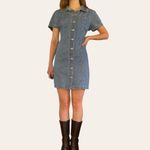90s vintage denim mini dress Pres De Chamonix S/M Blue Size 10 Photo 4