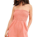 Anthropologie Pilcro Sleeveless Smocked Romper Anthro Strapless CORAL Size m Beach Summer Photo 0