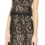 Nanette Lepore NWT  Sz 4 Mini Slip Dress Black Lace Peplum V-neck Romantic Goth Photo 0
