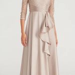 Theia Zola Bateau Mikado Lace Gown Tan Size 16 Photo 5
