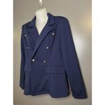 SheIn  Pant Suit Set Womens Medium Navy Blue Double Breasted Blazer Pants Stretch Photo 2