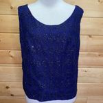 Handmade Beaded Sequin Diamond Tank Top Blouse Blue Size L Photo 1