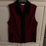 Nancy Bolen City Girl Red Tweed Fur Collar Studded Zip Vest Women's XL Size undefined Photo 0