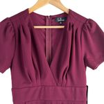 Lulus NWT  Marena Burgundy Short Sleeve Mini Dress Faux‎ Wrap Front, Size XS Photo 2