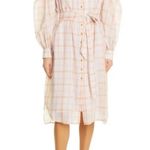 Ulla Johnson  Fayette Shirt Dress Women's Sz 8 Lilac Plaid Button Front Boho Chic Photo 11