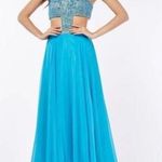 Angela and Alison teal blue beaded prom wedding ball evening gown size 0 Pageant Photo 0