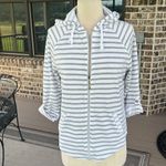 kim rogers Hoodie Gray White Stripe Jacket Cotton Photo 2